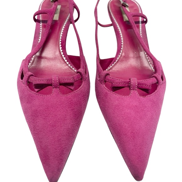 Prada Suede Slingback Bow Kitten Heels Size 39 1/2 - Picture 5 of 9